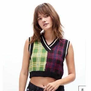 The Ragged Priest Patchwork Plaid Sweater Vest – Size L